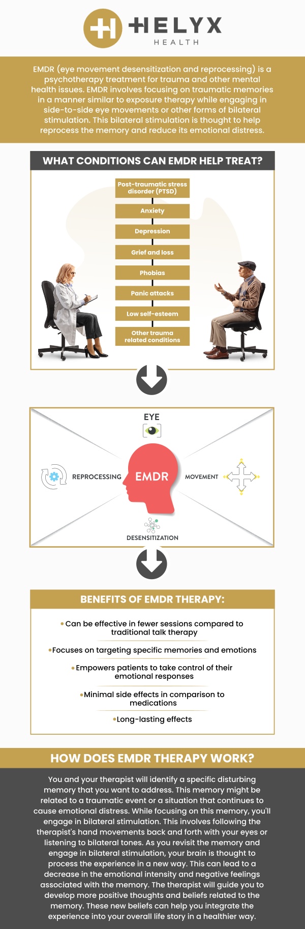 EMDR (Eye Movement Desensitization and Reprocessing) therapy is a proven technique that helps individuals process and heal from traumatic memories. It uses guided eye movements to reframe negative emotions linked to past experiences, effectively treating PTSD, anxiety, and depression. Working with a professional can help reprocess these memories in a safe environment, reducing emotional distress and improving overall well-being. Visit our dedicated professionals to experience the benefits of EMDR therapy. Contact us today for more information or schedule an appointment online. We serve patients across the state of California including locations in Palo Alto, Beverly Hills, and San Francisco, CA.
