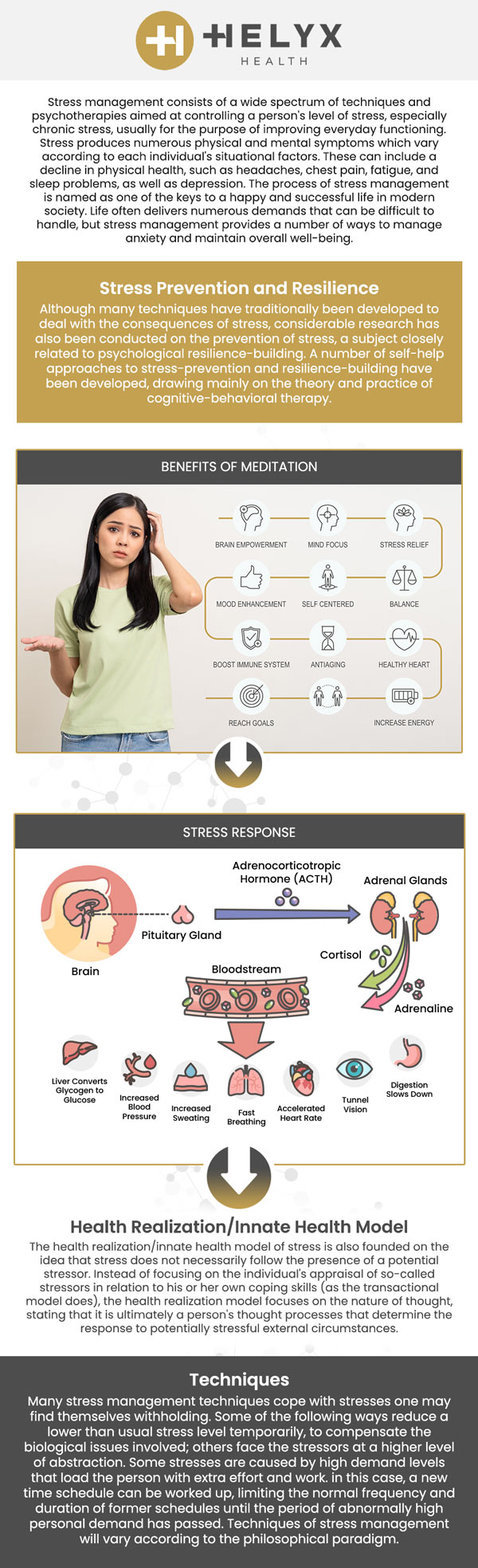 Looking for stress management specialist near me? Chronic stress might result in health issues. Long-term stress can increase your risk for heart disease, obesity, high blood pressure, and depression. Preventing and managing it can reduce this risk. At Helyx Health, our team will assist you in leading a balanced and happy lifestyle. For more information, contact us or schedule an appointment online. We serve patients across the state of California including locations in Palo Alto, Beverly Hills, and San Francisco, CA.